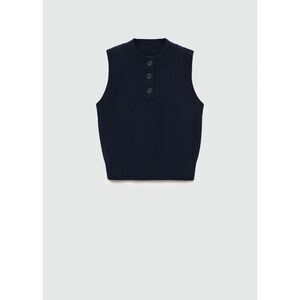 MANGO - Knitted vest with button collar dark navy - XS - Woman